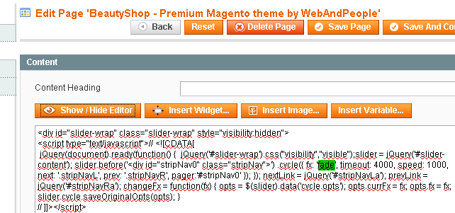 Magento Template Slider effect change