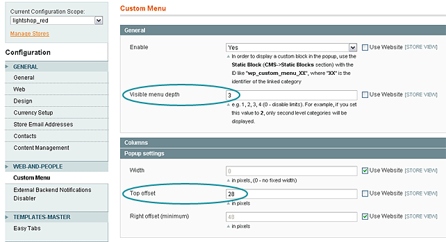 Free Custom Magento Menu Settings