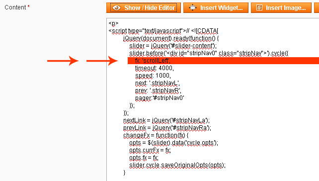 Slider effect change