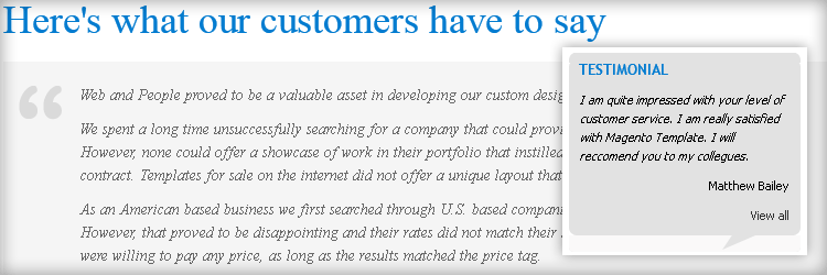 Magento Template Testimonials
