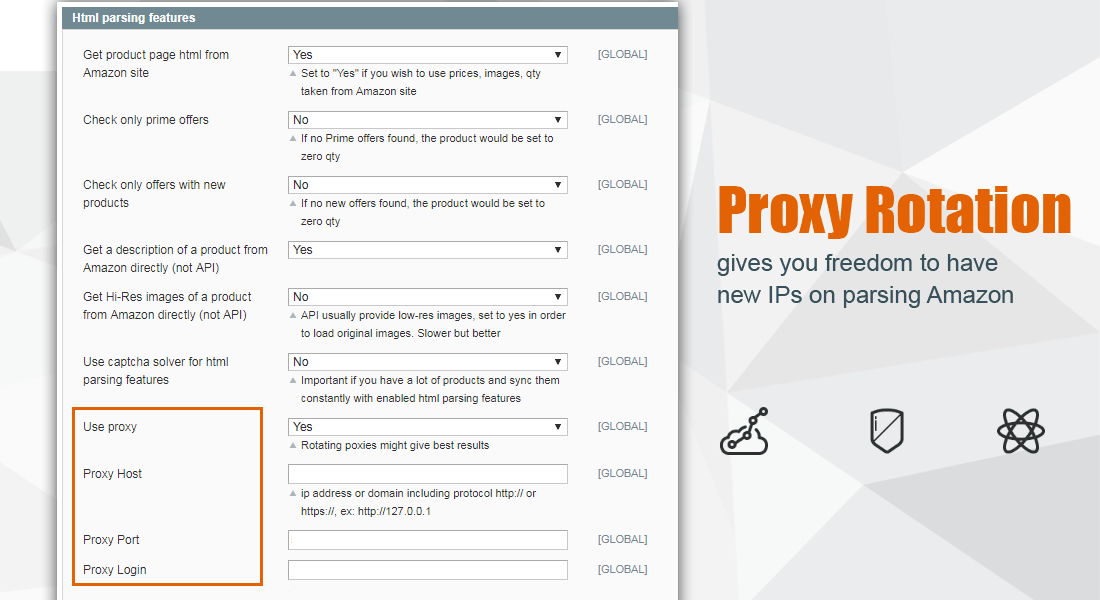 Amazon extension - option to add proxy credentials