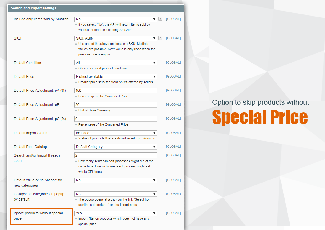 Option to filter products which do not have a special price