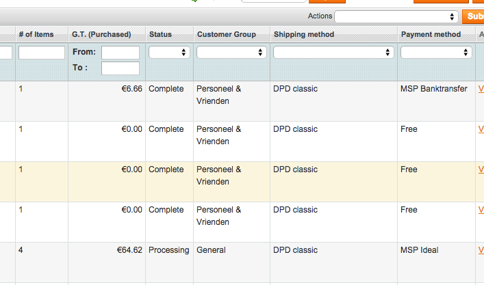 Magento Extended Order Grid plugin features