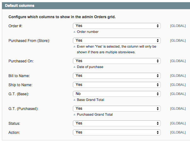 Magento Extended Order Grid plugin admin side