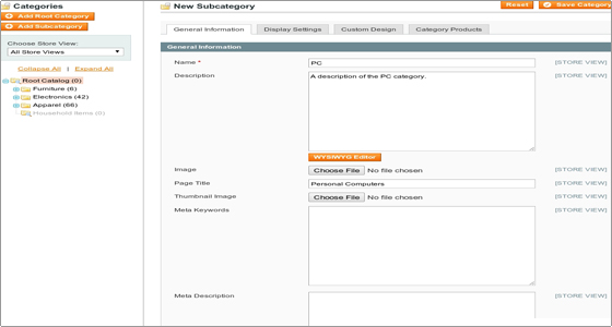 How to create new subcategory in Magento