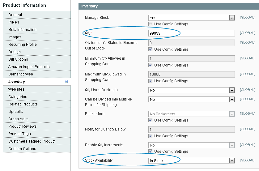 Magento Product Inventory