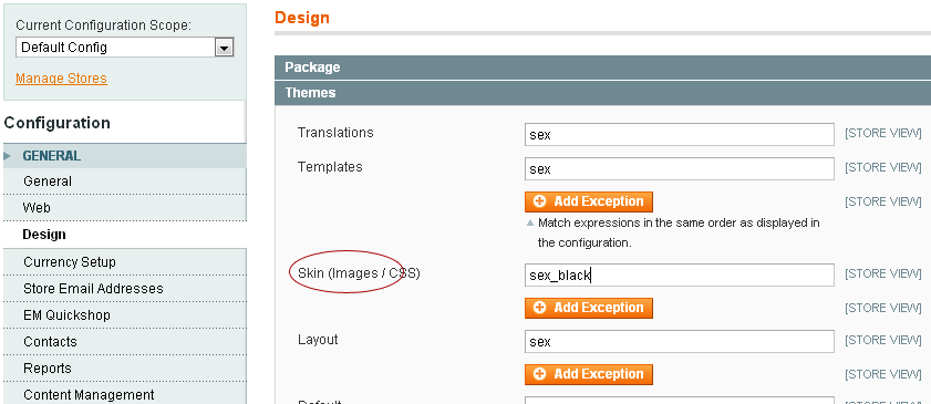 Magento Template skin change