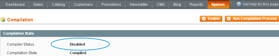 Magento Compilation  disable
