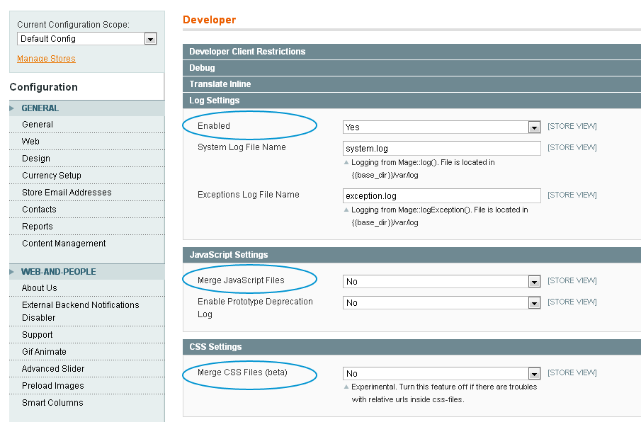 Magento Merge CSS disable