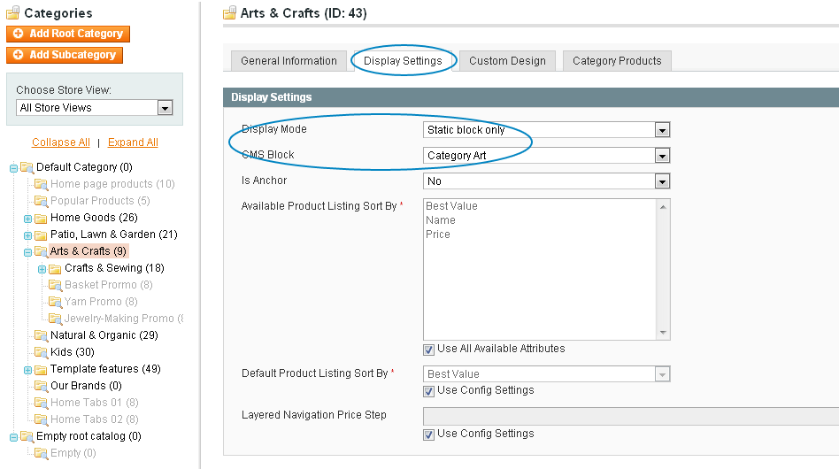 Magento Categories in the Static Block