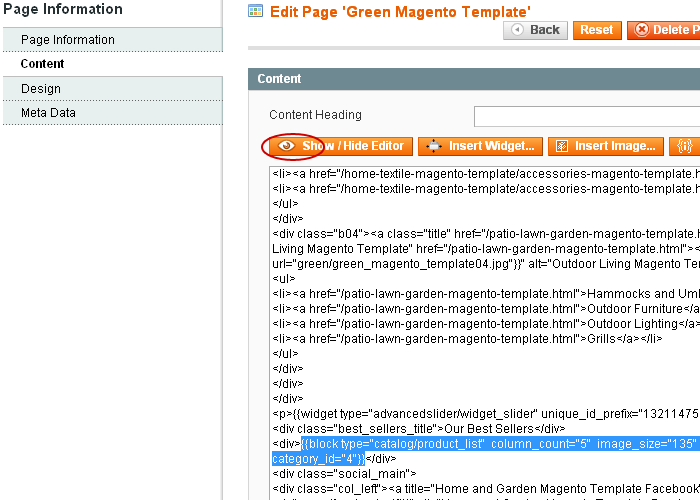 Magento Slider Settings