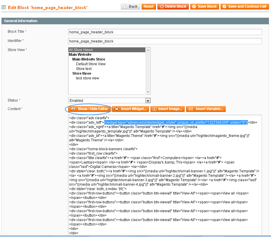 Magento Slider Settings