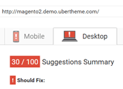 Magento2 Megamenu by Ubertheme Page speed - Desktop Summary