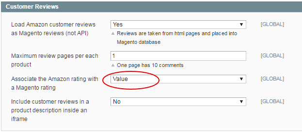 Magento Amazon extension - Associate Amazon rating with Magento rating