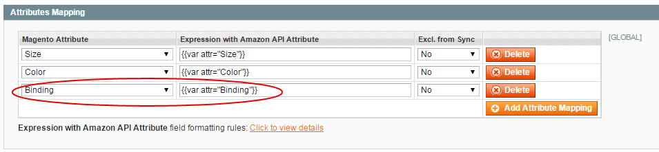 Magento Amazon extension - Attributes Mapping