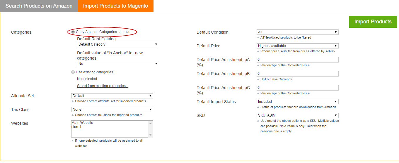 Magento Amazon extension - Copy Amazon Categories structure