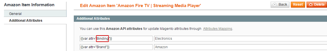 Magento Amazon extension - Copy required attribute names