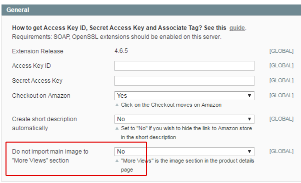 Magento Amazon extension - Do not import main image to More Views section