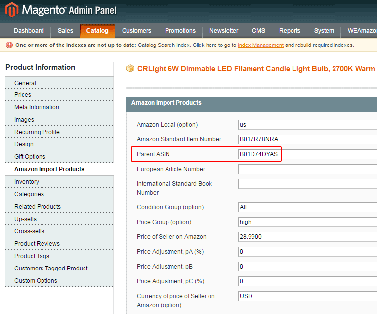 Magento Amazon extension - Extract the parent ASIN