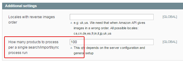 Magento Amazon extension - How many products to process per a single process 