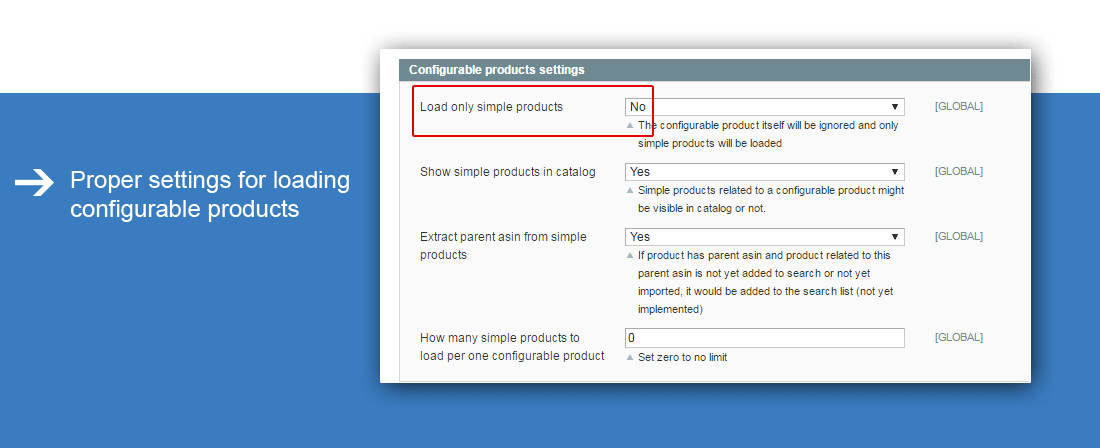 Magento Amazon extension - Proper settings for loading configurable products