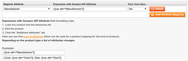 Load attributes from the Amazon API - Attribute mapping -  Amazon Product Manager Magento Extension