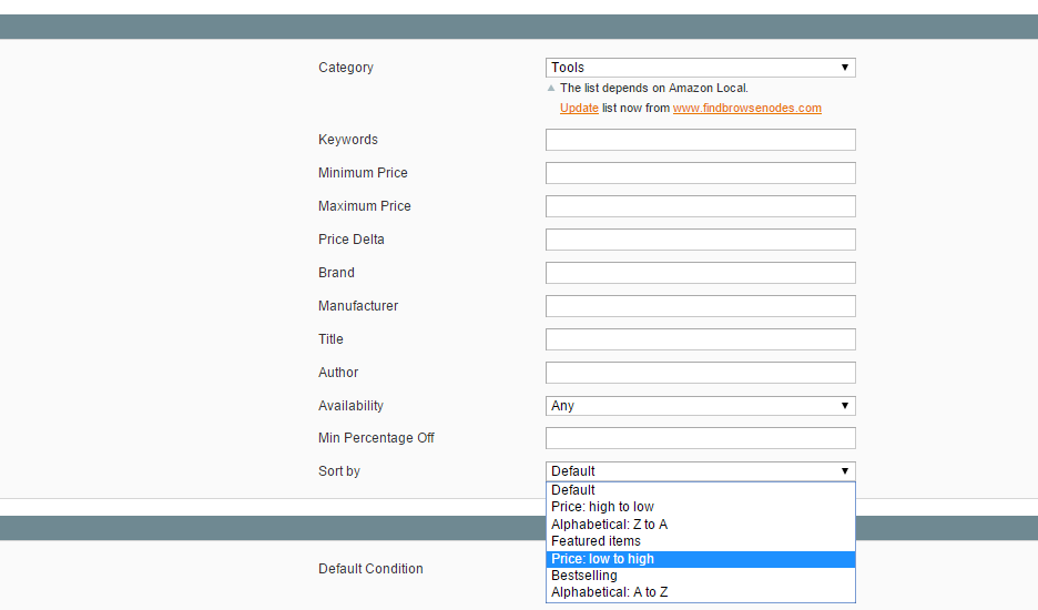 Magento Amazon product import options