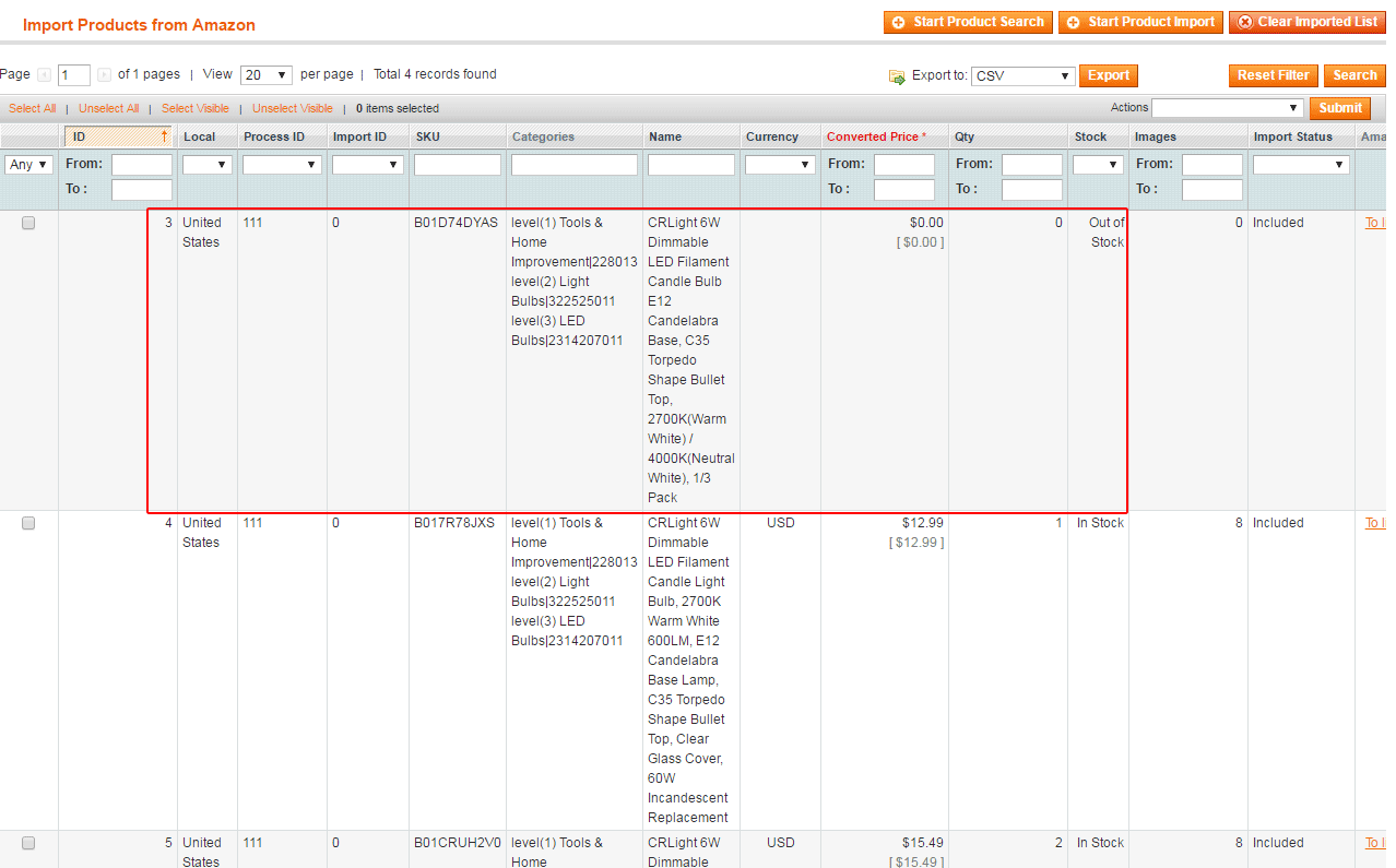 Amazon Import to Magento - variations and one configurable product 