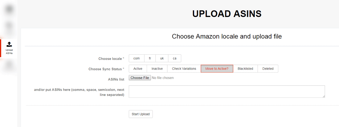 Amazon Data Extraction Engine - upload ASINs into databsase