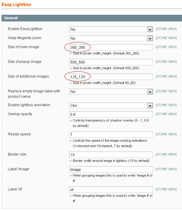 Magento Easy Lightbox Settings