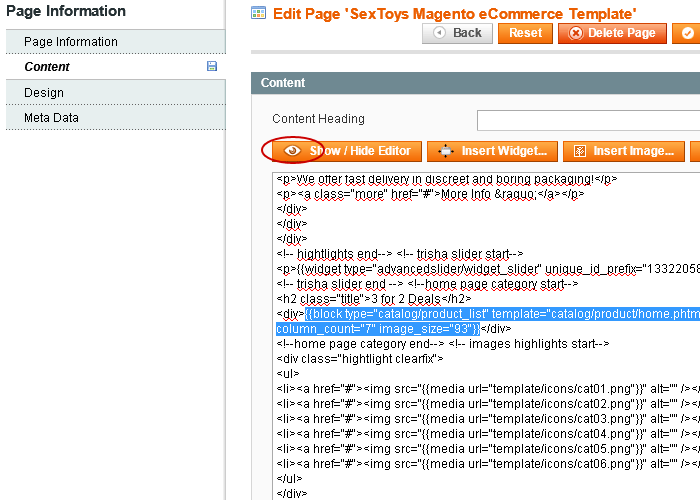 Magento Slider Settings