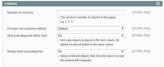 Smart Magento Menu columns settings